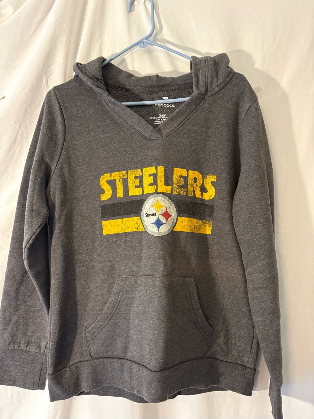 Fanatics Gray Pittsburgh Steelers Pullover Hoodie with Yellow Logo
